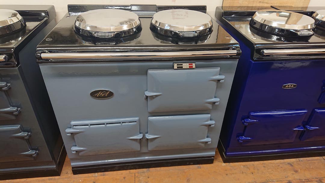 <p>2 Oven Post 95 Aga with plinth, Fully reconditioned and enamelled in Somerset Blue.</p><p>Running on Electric usingElectrickit Classic system, Installed within a 50 mile radius of us.</p><p>Charge for over 50 miles</p><p>2 Years' Guarantee</p>