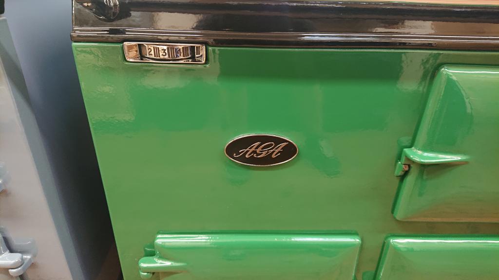 <p>2 Oven Pre 74 Aga in Hunter Green</p><p>Refubished and converted to Electic 4 years ago.</p><p>New Top and Lids</p><p>Installed in a 50 mile radius with 2 years gurantee</p>