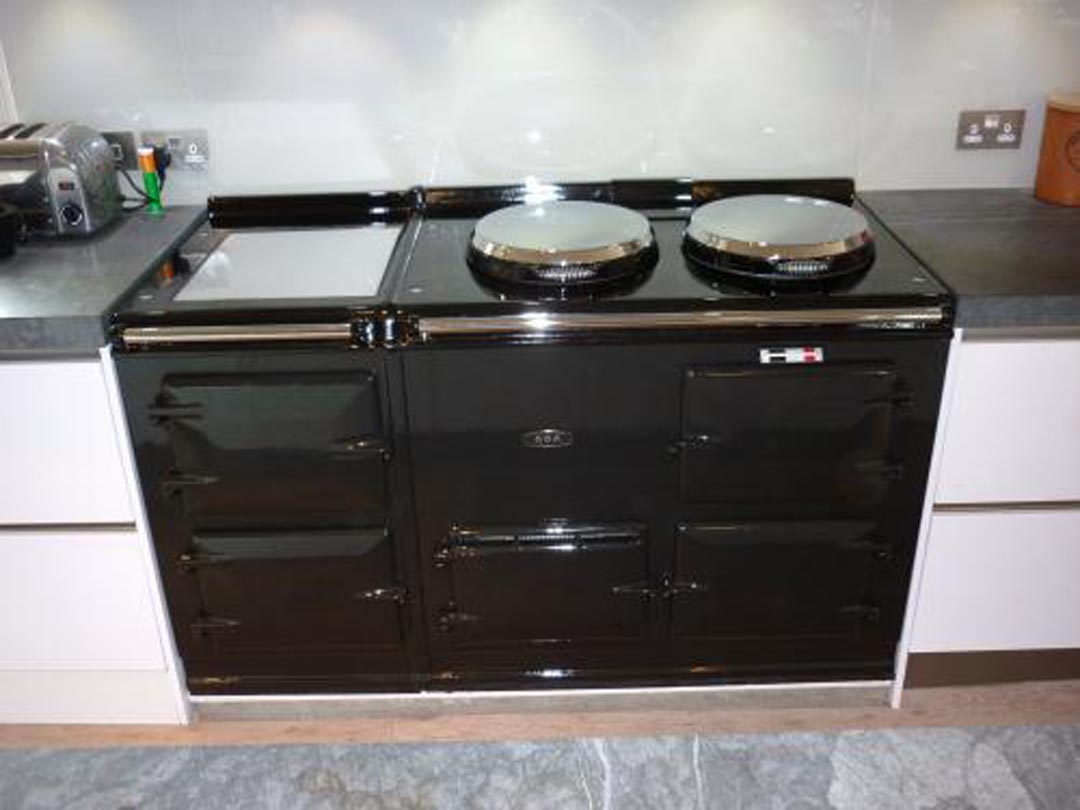 4 Oven Post-1974 Aga Cooker Re-Enameled in Pewter 13 Amp Electric installed in Salisbury