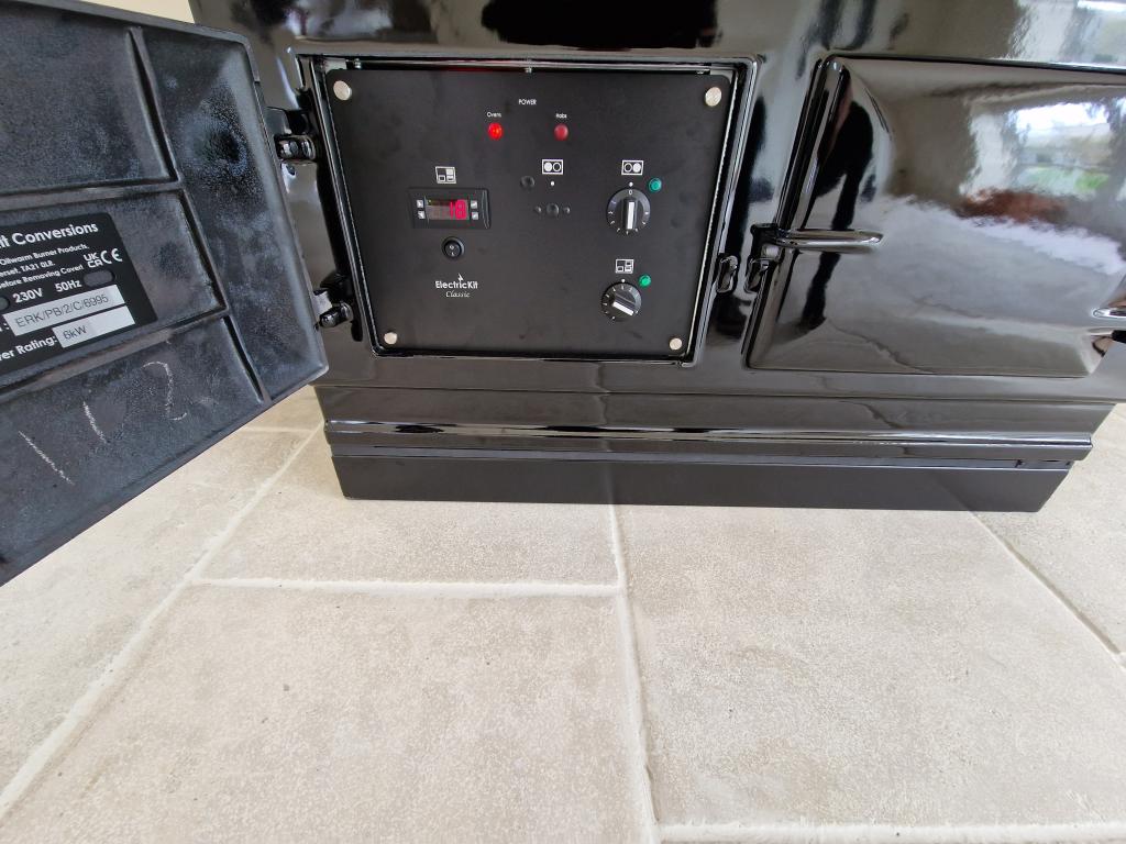<p>Black 2 Oven Electric Aga Cooker installed in the New Forest</p>