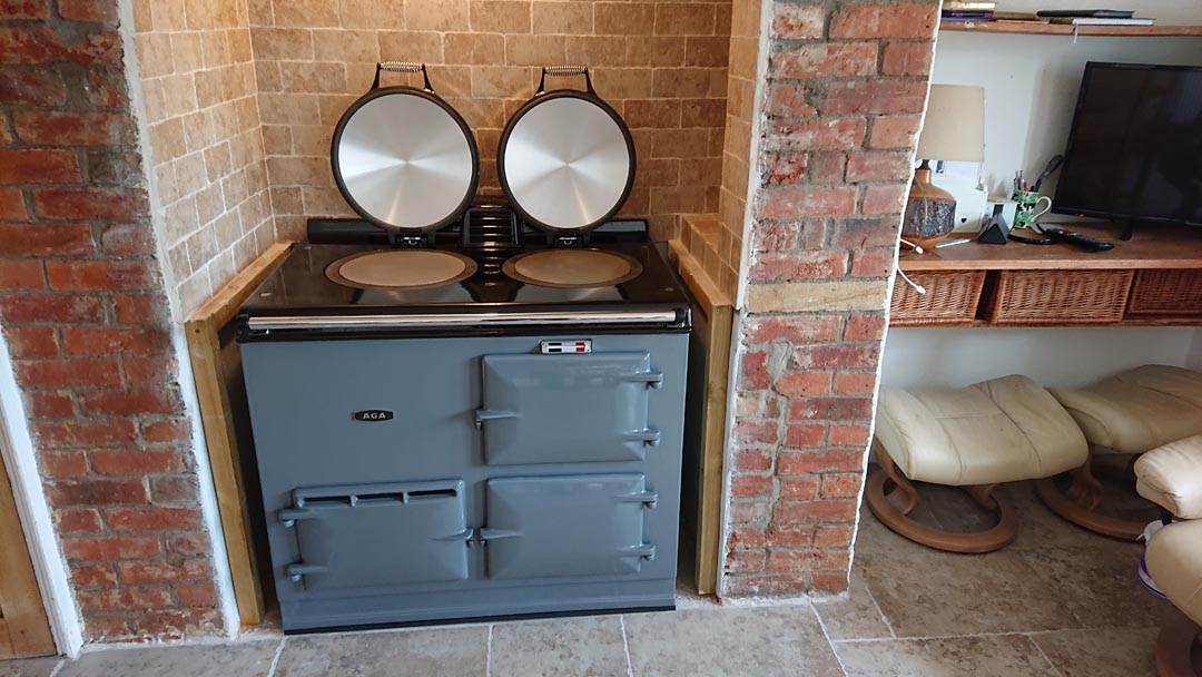 <p>2 Oven Post 95 Electric Aga Cooker in Supreme Grey</p><p>Installed nr Sherborne</p>