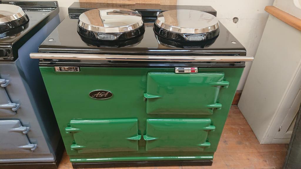 <p>2 Oven Pre 74 Aga in Hunter Green</p><p>Refubished and converted to Electic 4 years ago.</p><p>New Top and Lids</p><p>Installed in a 50 mile radius with 2 years gurantee</p>