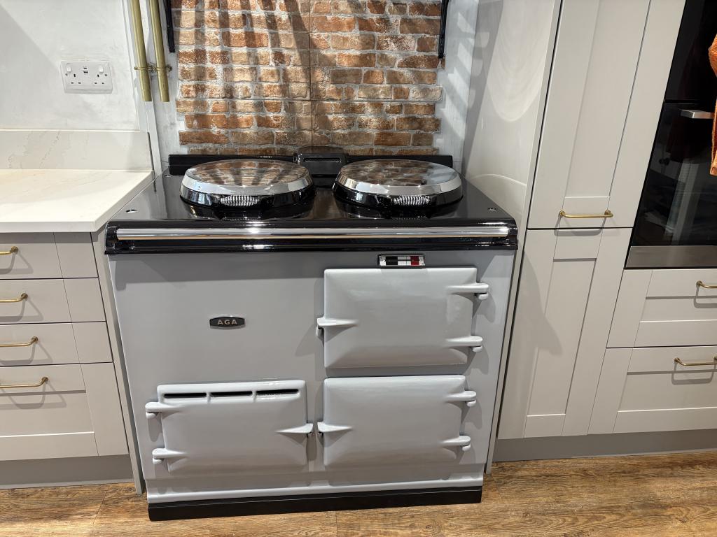 <p>2 Oven Aga enamelled in Manor House Grey running on Electric Installed near Salisbury</p>