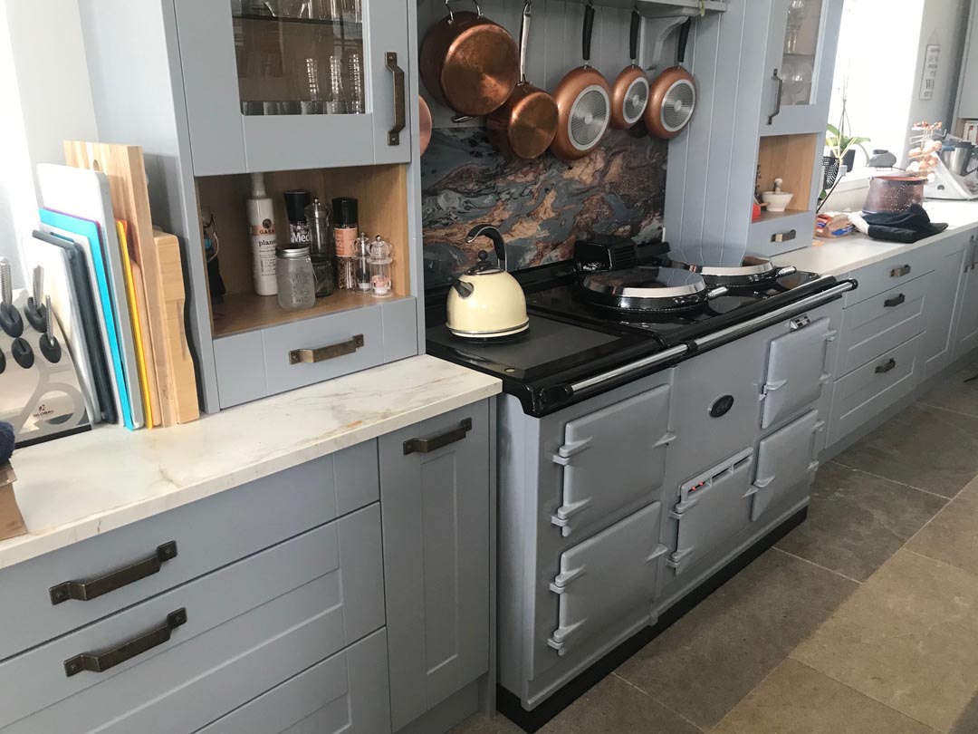 <p>4 Oven Electric Aga in Dove Grey</p><p>Installed near Christchurch