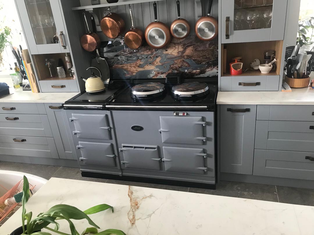 <p>4 Oven Electric Aga in Dove Grey</p><p>Installed near Christchurch