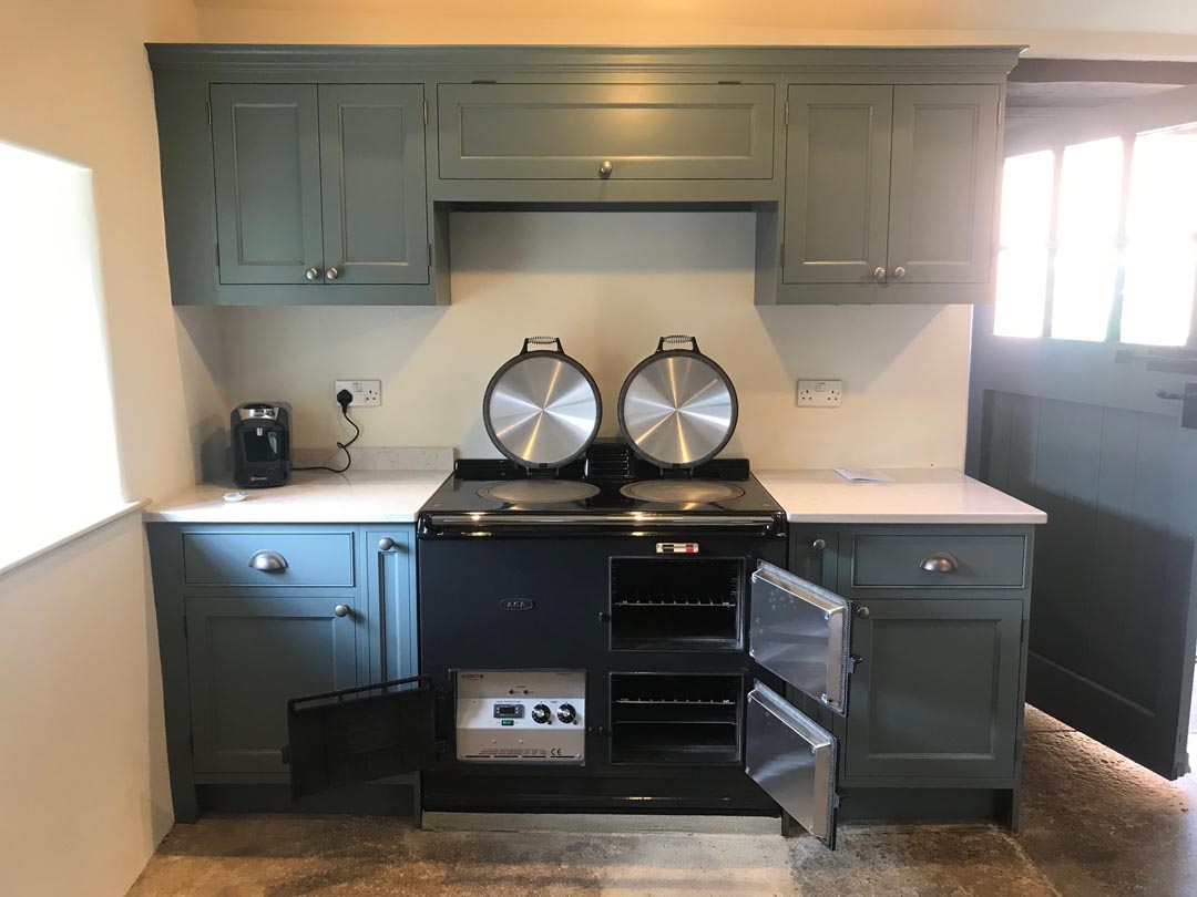 <p>2 Oven Post Electric Aga in Light Pewter.</p><p>Installed in Somerset.