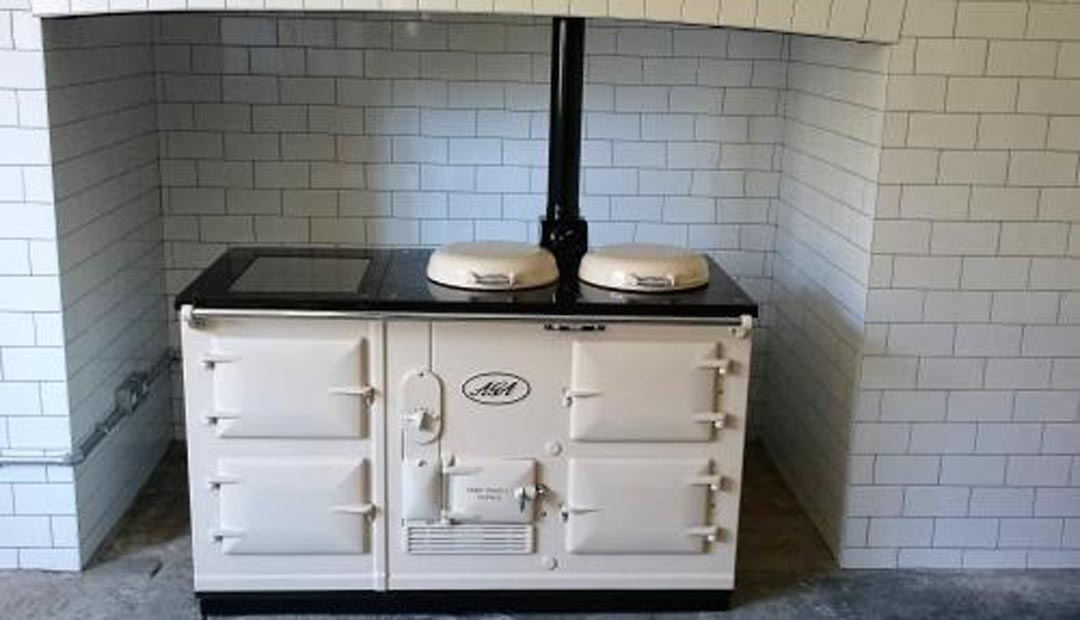 4 Oven Aga Standard fully reconditioned and Re-Enamelled in Ivory<br>Converted to Electric<br><br>Installed in Axbridge, Somerset